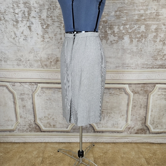 Vintage 1990s Houndstooth Pencil Skirt Academia Pinup VTG 90s M Black White - Picture 4 of 10